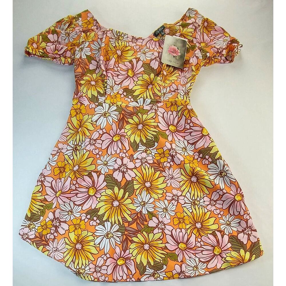 Lily Rose Keyhole Yellow Floral Back Keyhole Sundress Women’s Size Small NWT